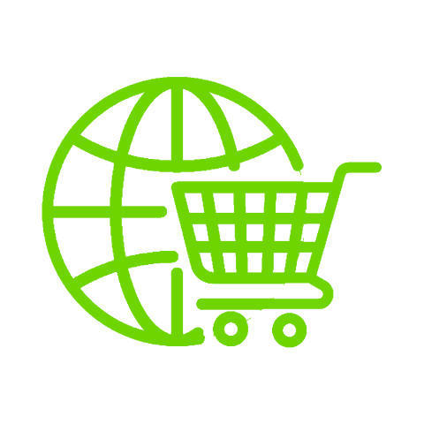 World and cart icon